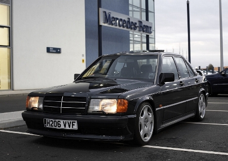 Pictured at Mercedes Benz World near the Brooklands motor museum